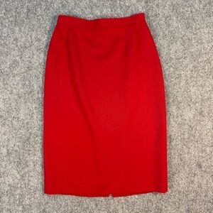 Vintage Paul Stanley Elegant Red Pencil Skirt Rare Button Slit Detail size 4